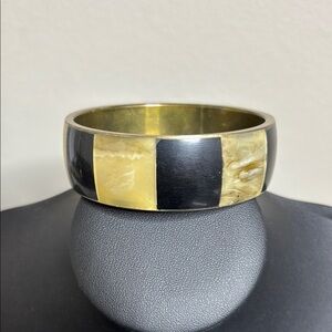 Vintage Brass Bangle Horn Inlay Bangle Bracelet